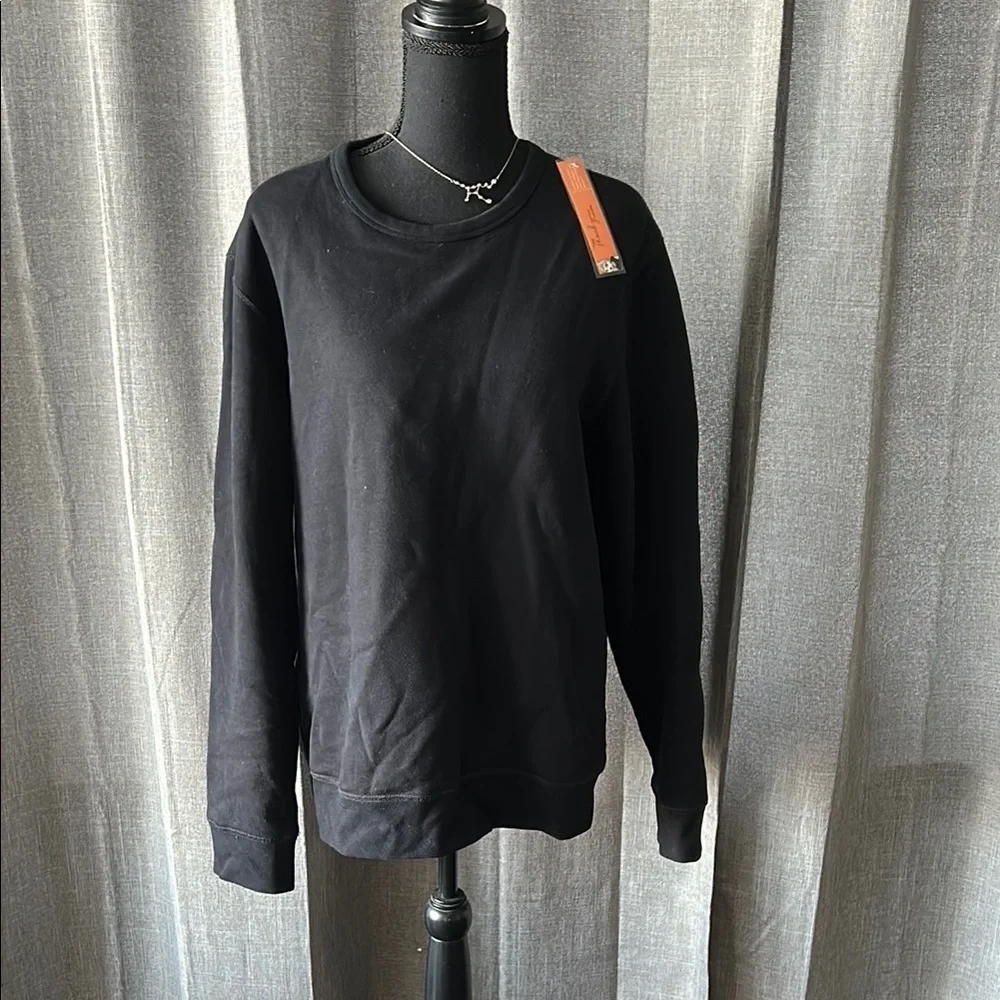 Lands' End Black Crewneck Sweater with Smooth Knit